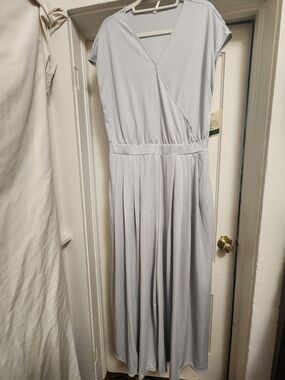 HALARA Light Blue Wrap-Front Wide Leg Jumpsuit 02964135 Sz XL NWT